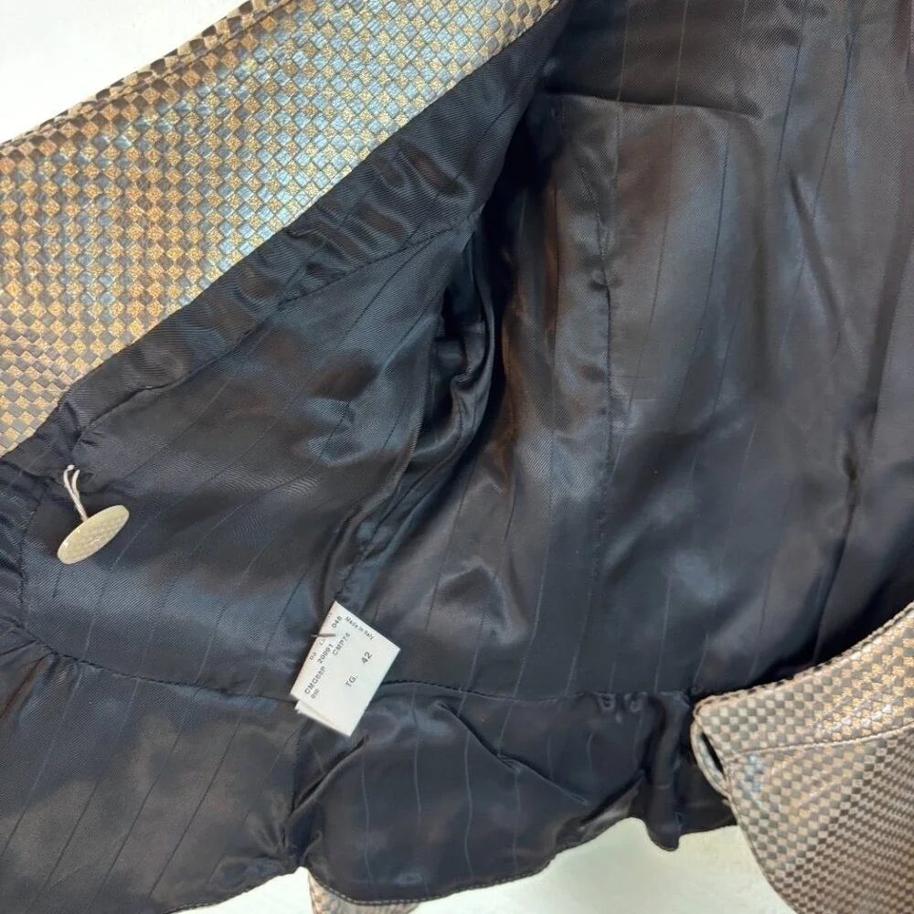 Armani Collezioni Metallic Leather Blazer Jacket Women's 6 Italian 42 Made Italy